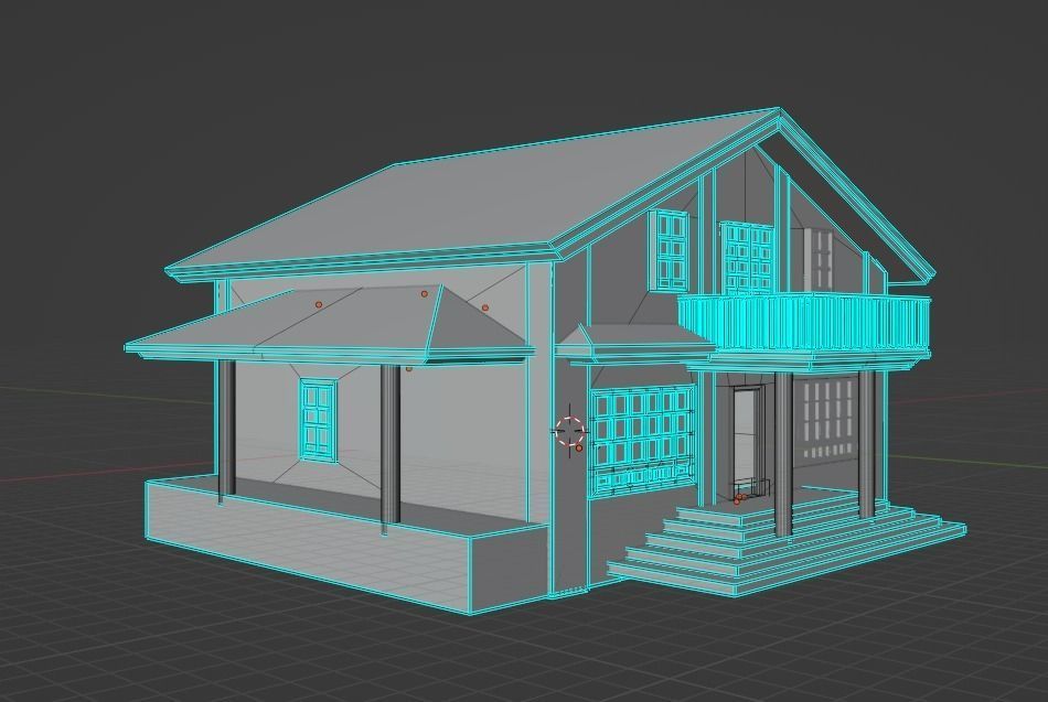 Two story residence 3D model_6