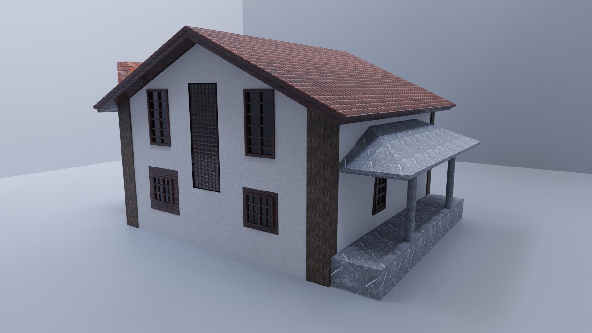 Two story residence 3D model_7