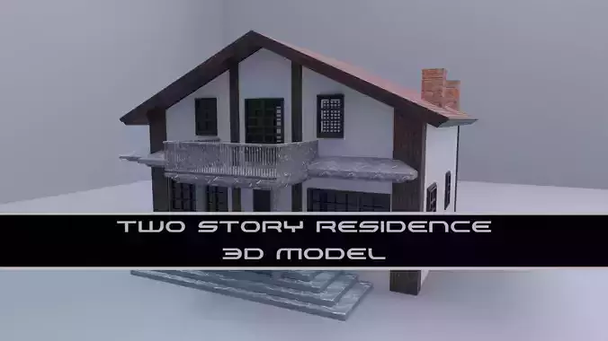 Two story residence 3D model Two story residence 3D model