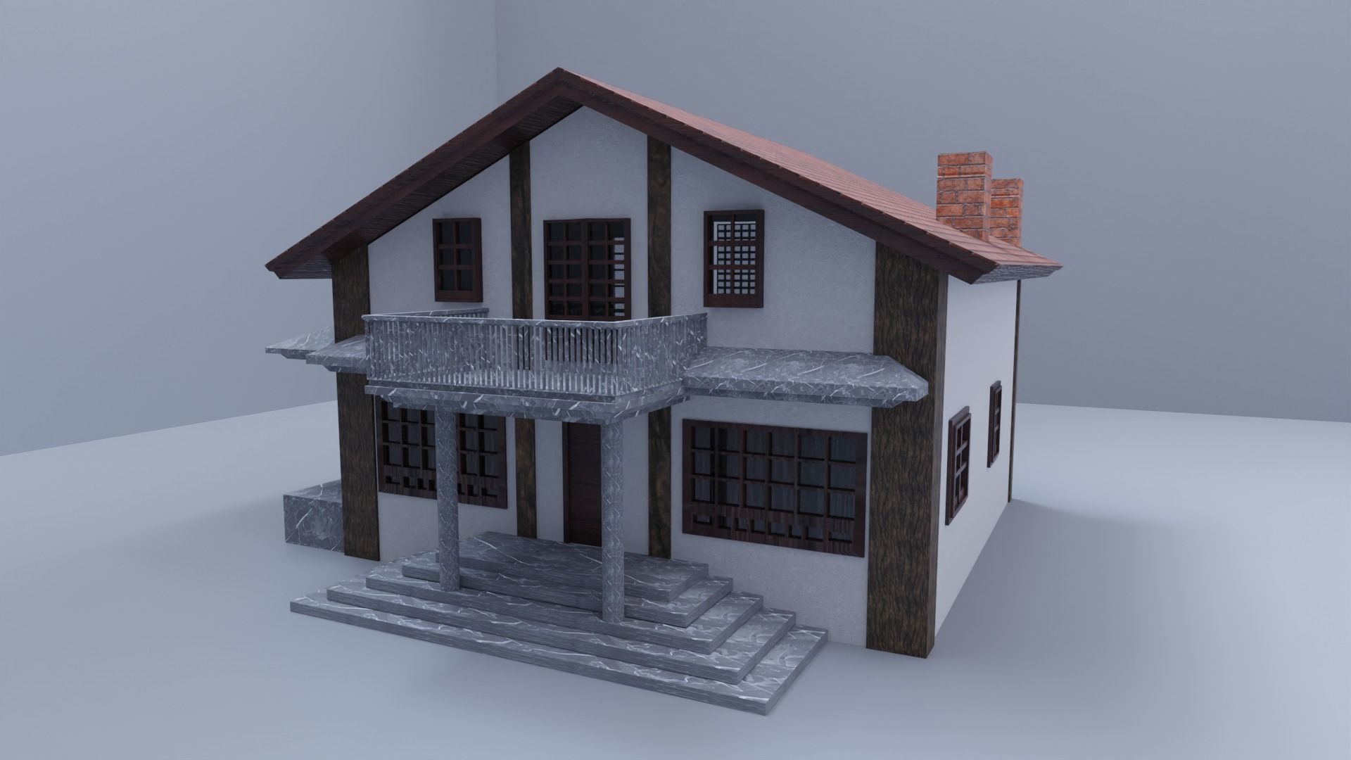 Two story residence 3D model_1
