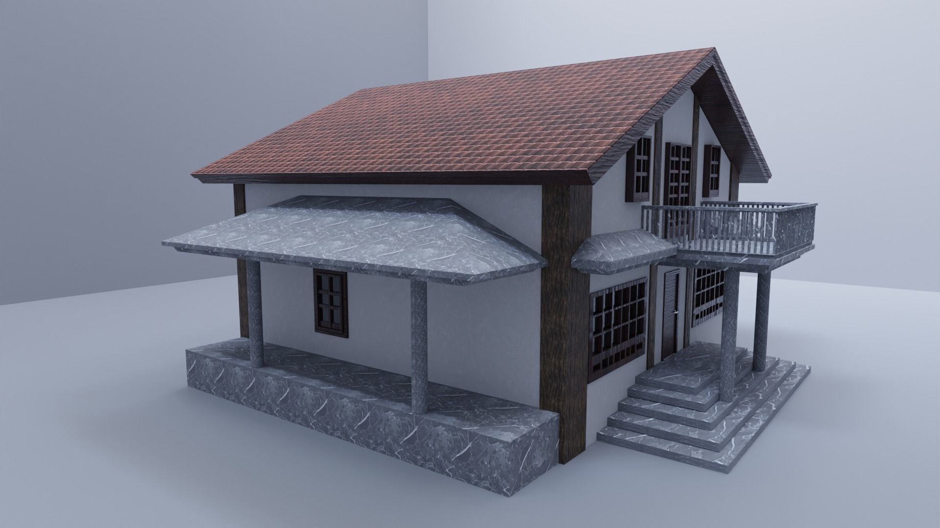 Two story residence 3D model_2