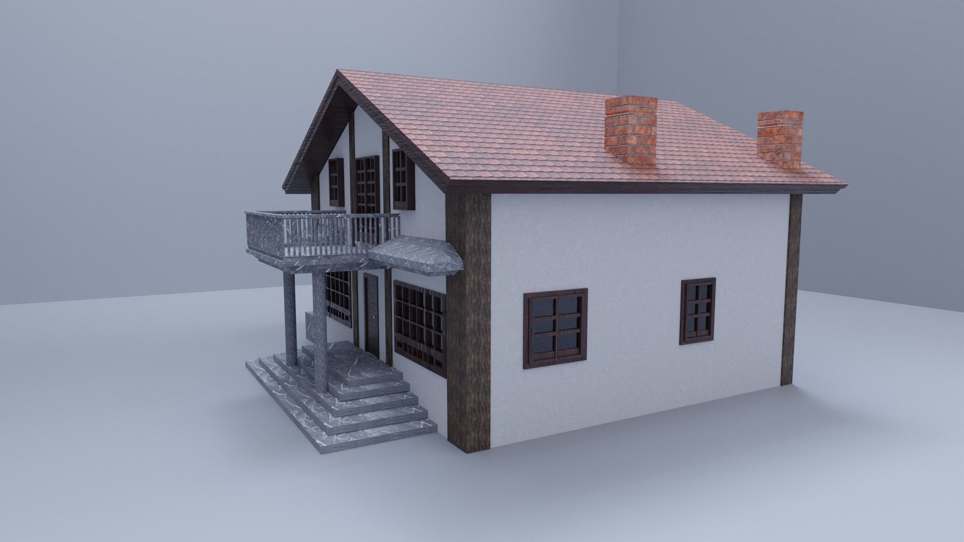 Two story residence 3D model_4