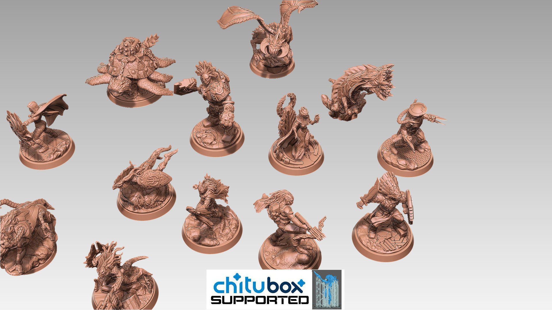 Scifi Fantasy Minis Thirteen 3D printable characters and bases 3D model ...