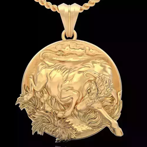 Wild cow pendant  gold printable jewelry 3D model