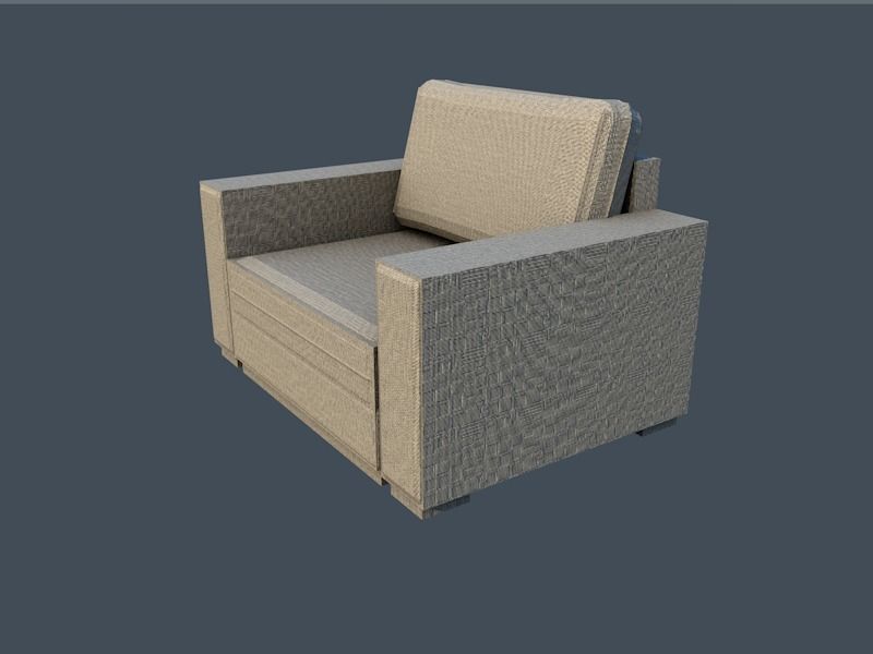 Armchair lounge chair Low-poly 3D model_1