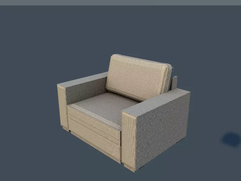 Armchair lounge chair Low-poly 3D model_0