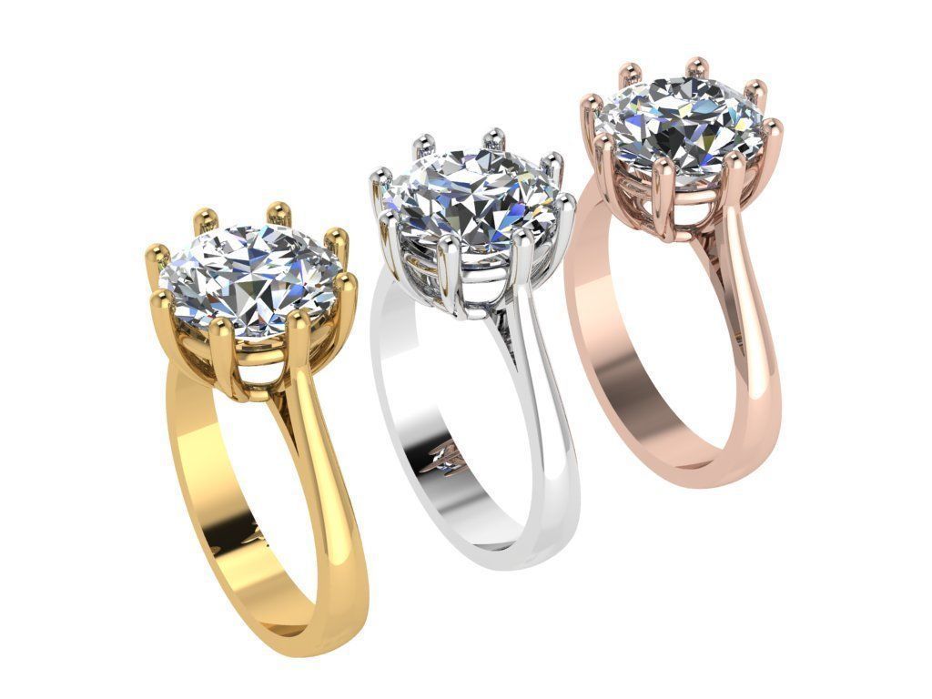 Ring427 solitaire diamond engagement ring gold 3D print model_4