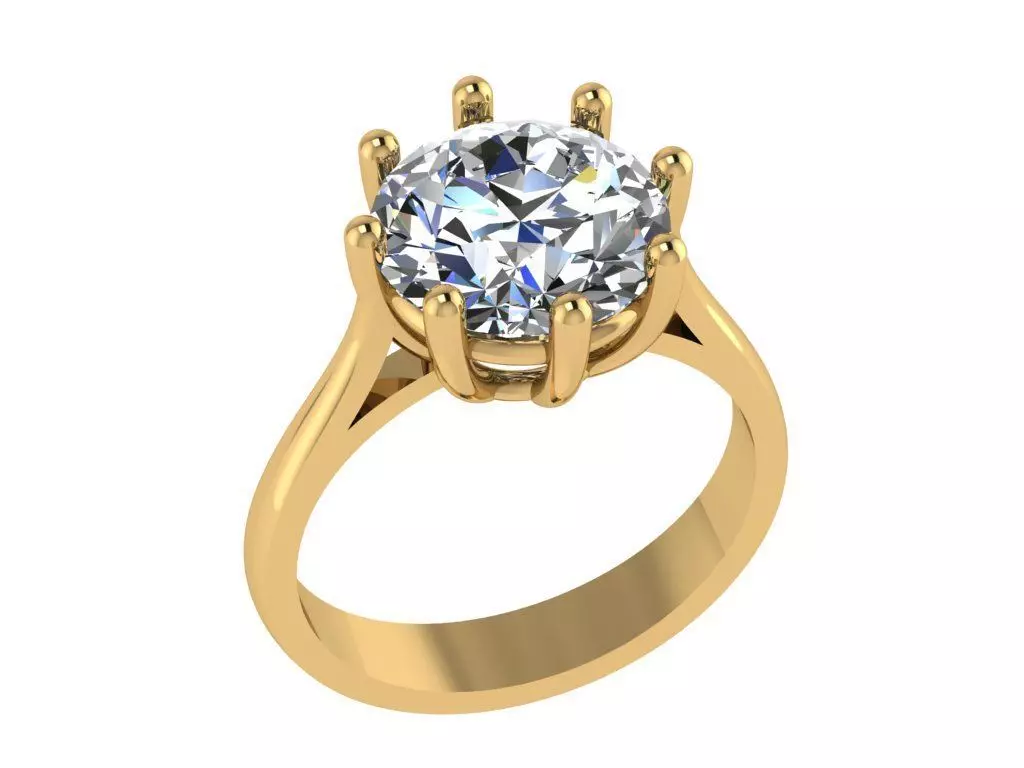 Ring427 solitaire diamond engagement ring gold 3D print model_0