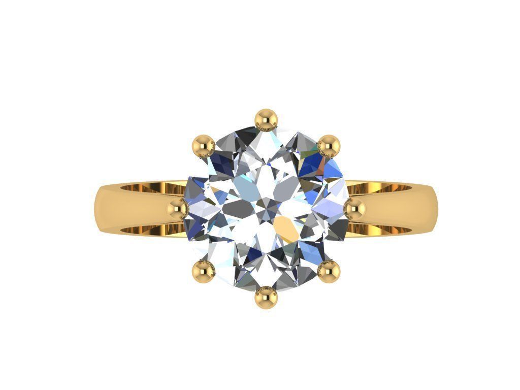 Ring427 solitaire diamond engagement ring gold 3D print model_1