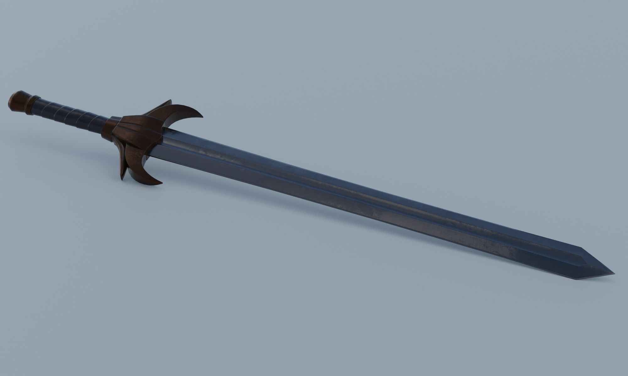 Fantasy sword low poly 3D model PBR weapon Low-poly 3D model_6