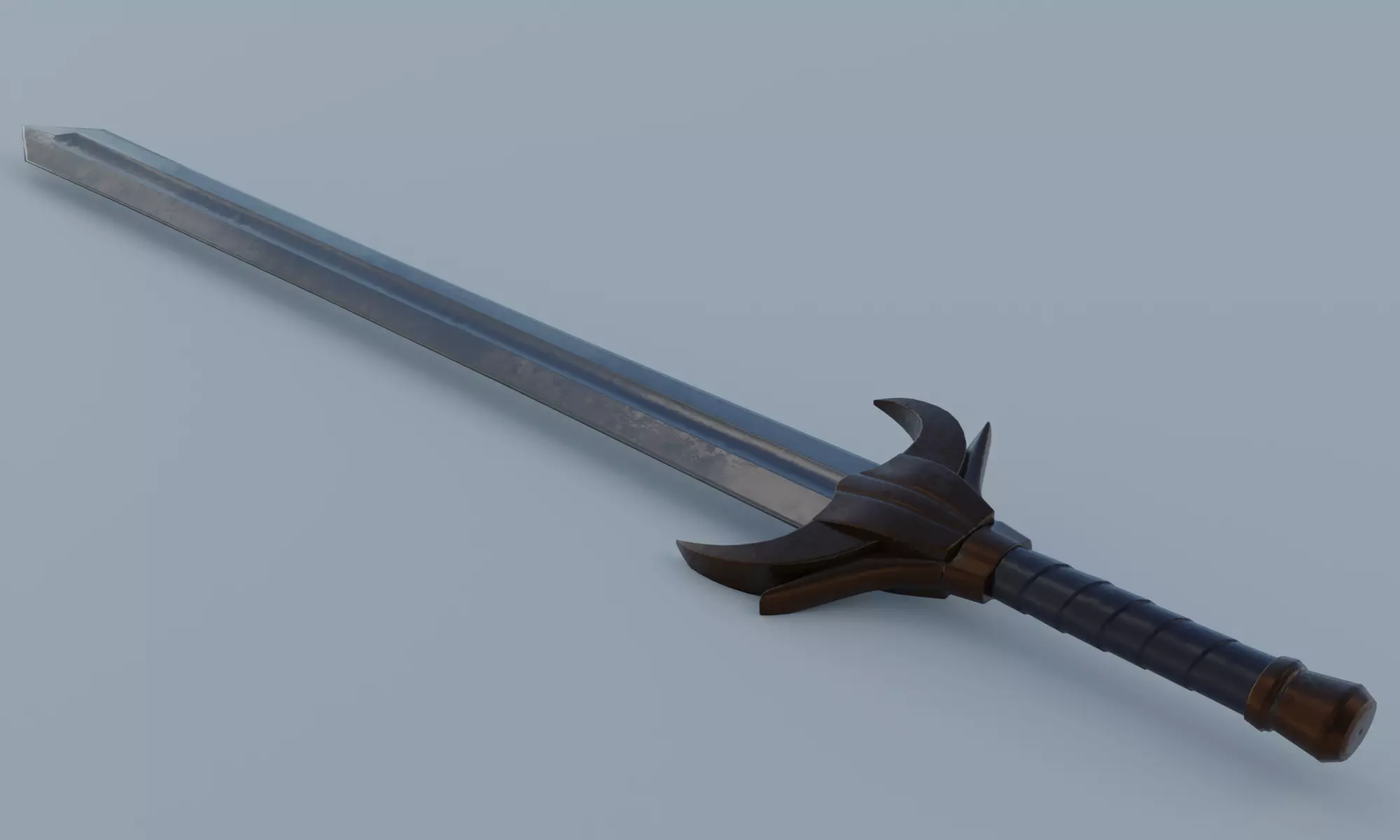 Fantasy sword low poly 3D model PBR weapon Low-poly 3D model_0