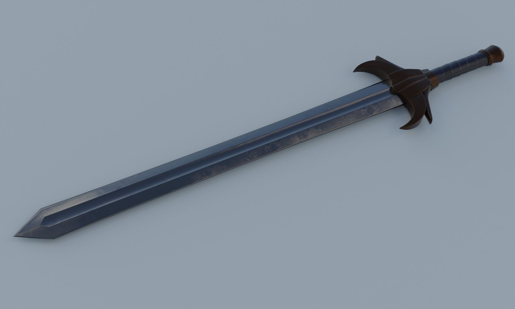Fantasy sword low poly 3D model PBR weapon Low-poly 3D model_1