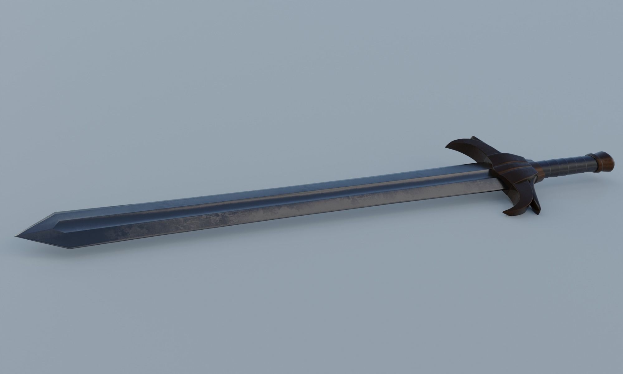 Fantasy sword low poly 3D model PBR weapon Low-poly 3D model_2