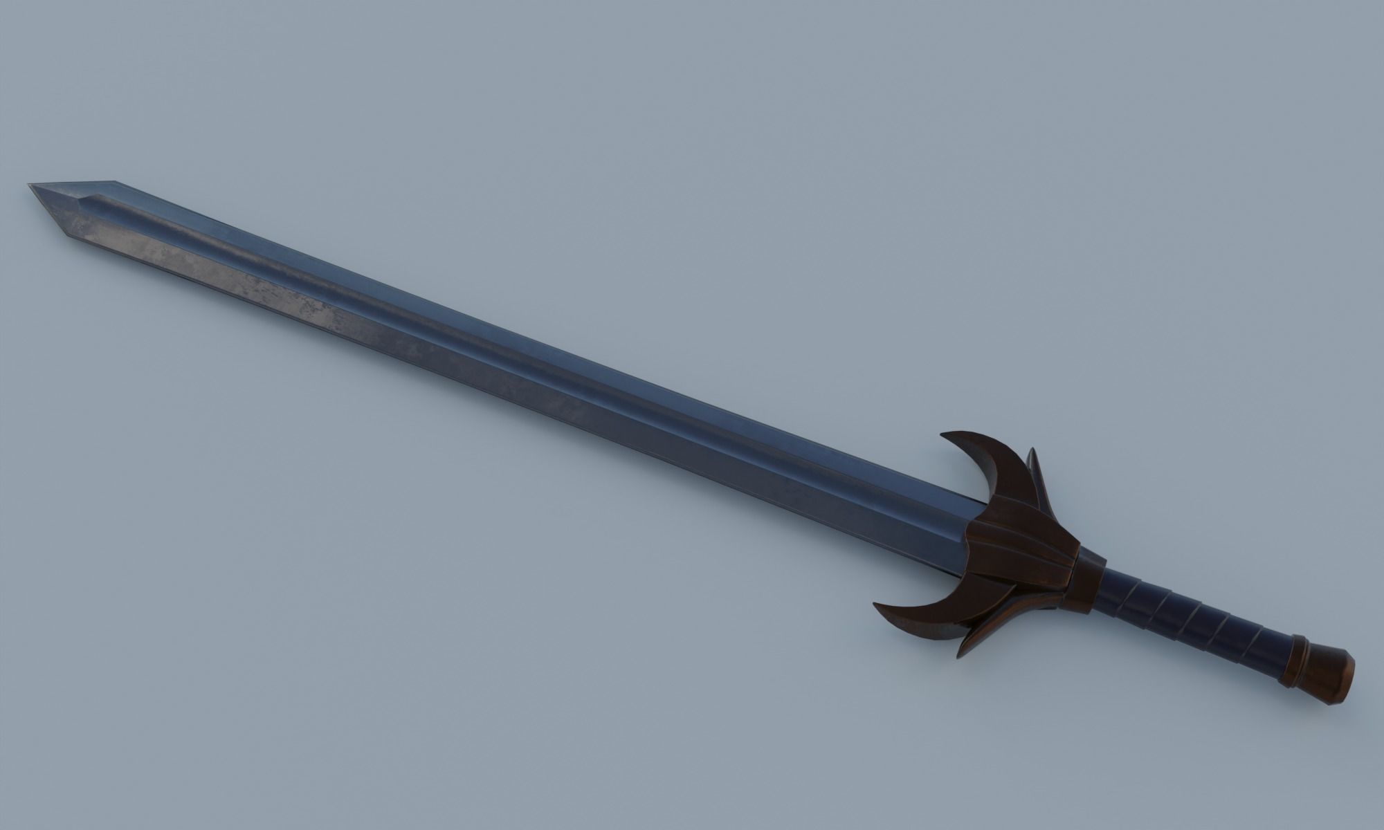Fantasy sword low poly 3D model PBR weapon Low-poly 3D model_3