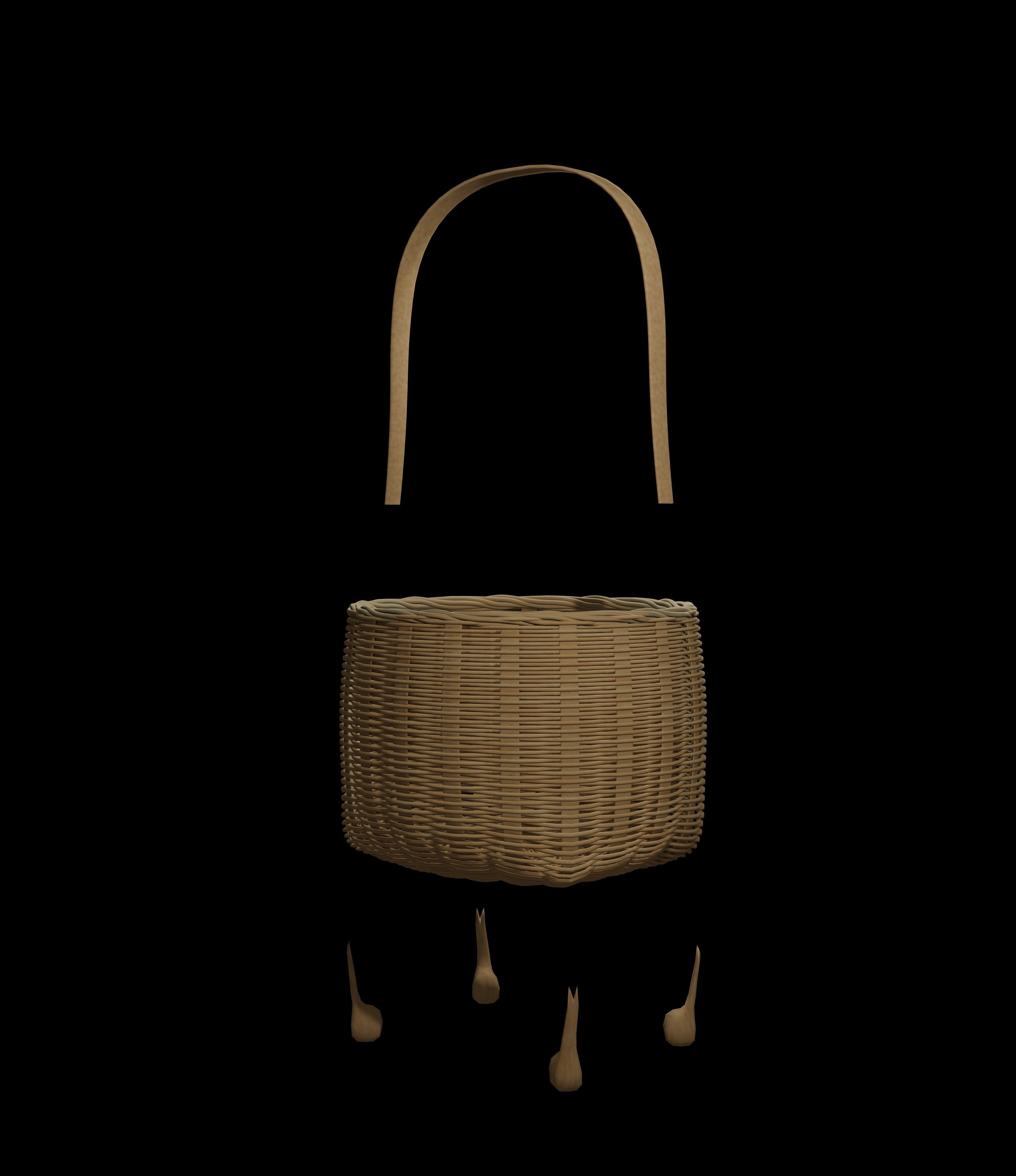 Thai traditional bamboo basket 3D print model_4