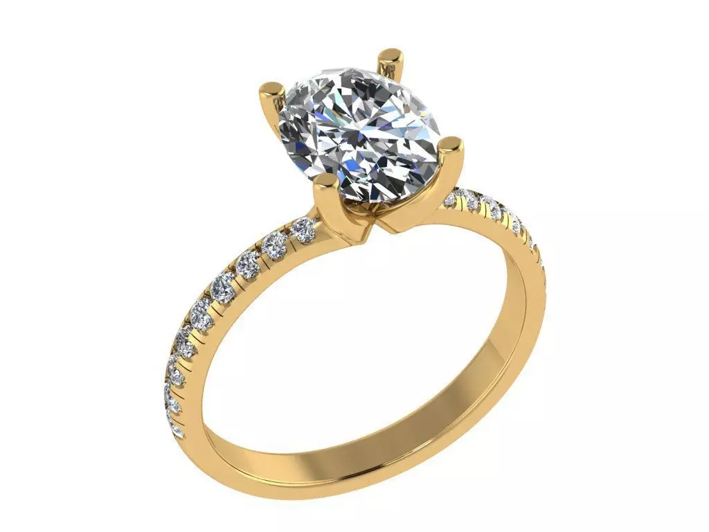 Ring428 oval diamond engagement ring gold 3D print model_0