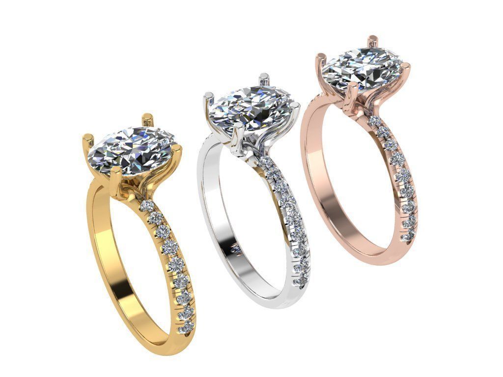 Ring428 oval diamond engagement ring gold 3D print model_4