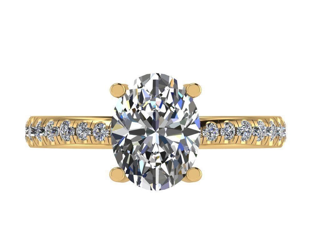 Ring428 oval diamond engagement ring gold 3D print model_1