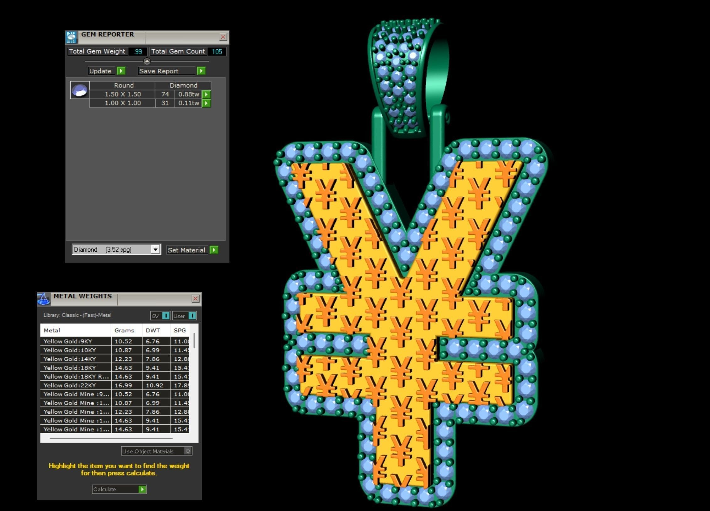 Yen Currency Hip-hop Pendant 3D print model_4