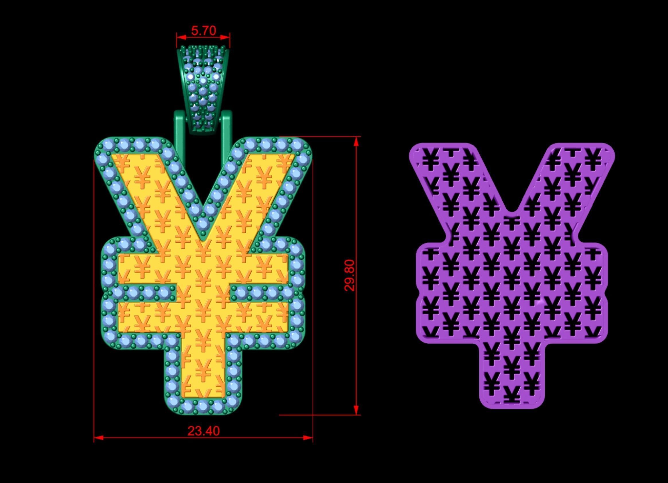 Yen Currency Hip-hop Pendant 3D print model_5