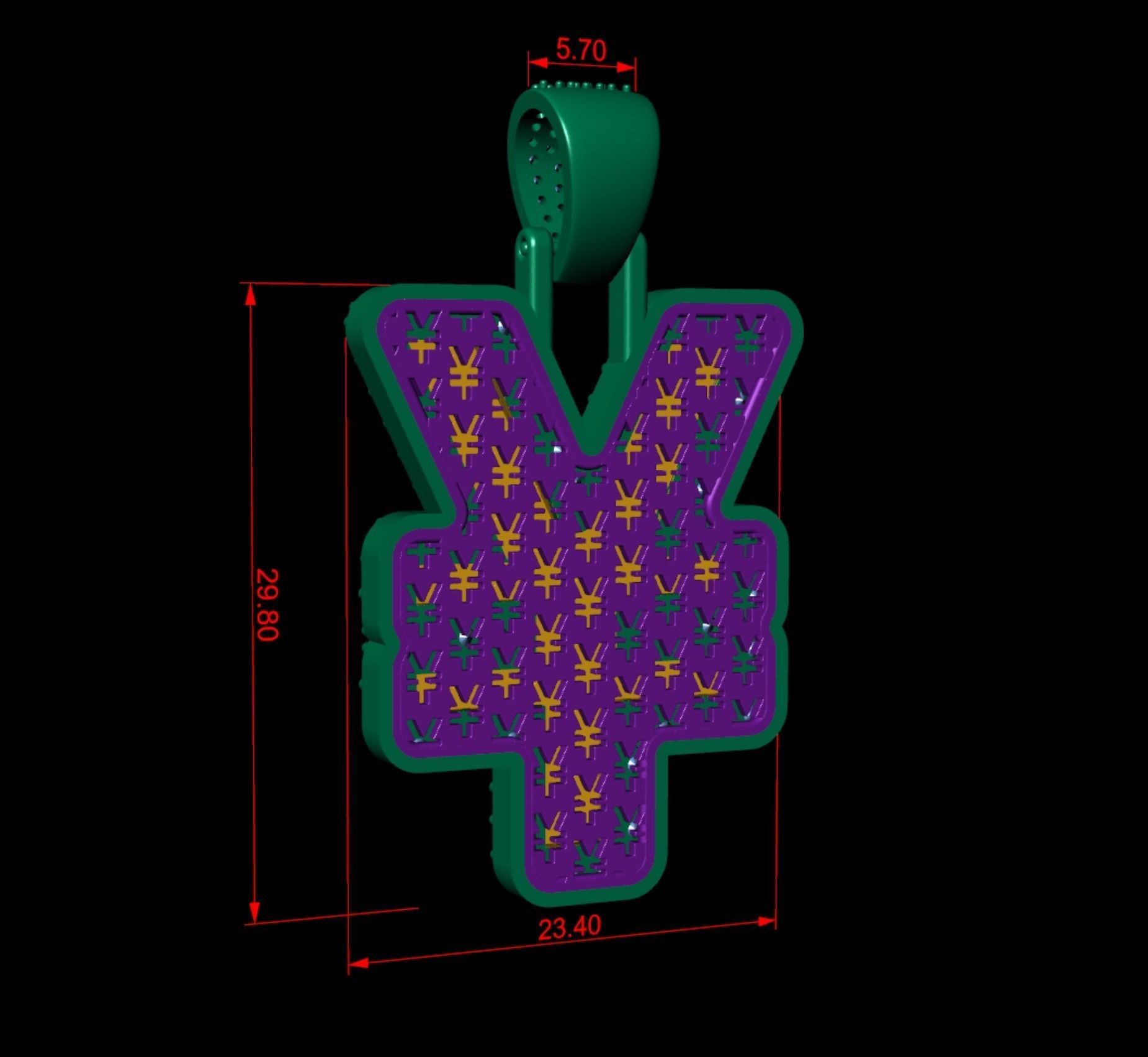 Yen Currency Hip-hop Pendant 3D print model_6