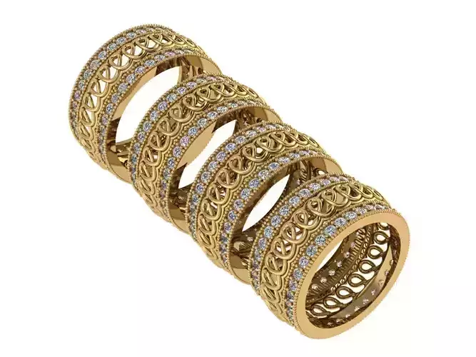 Ring430 four gold plated rings with diamonds