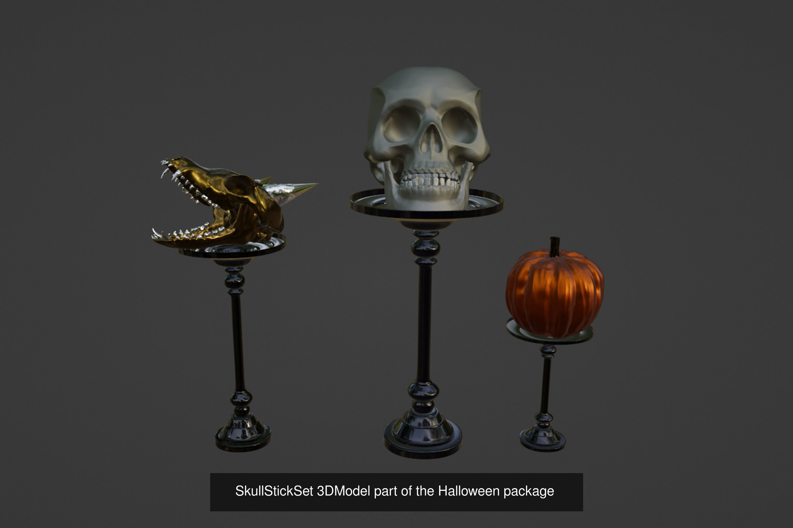 Halloween B0o Theme 3D Model Collection_4