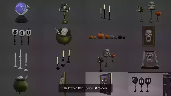 Halloween B0o Theme 3D Model Collection