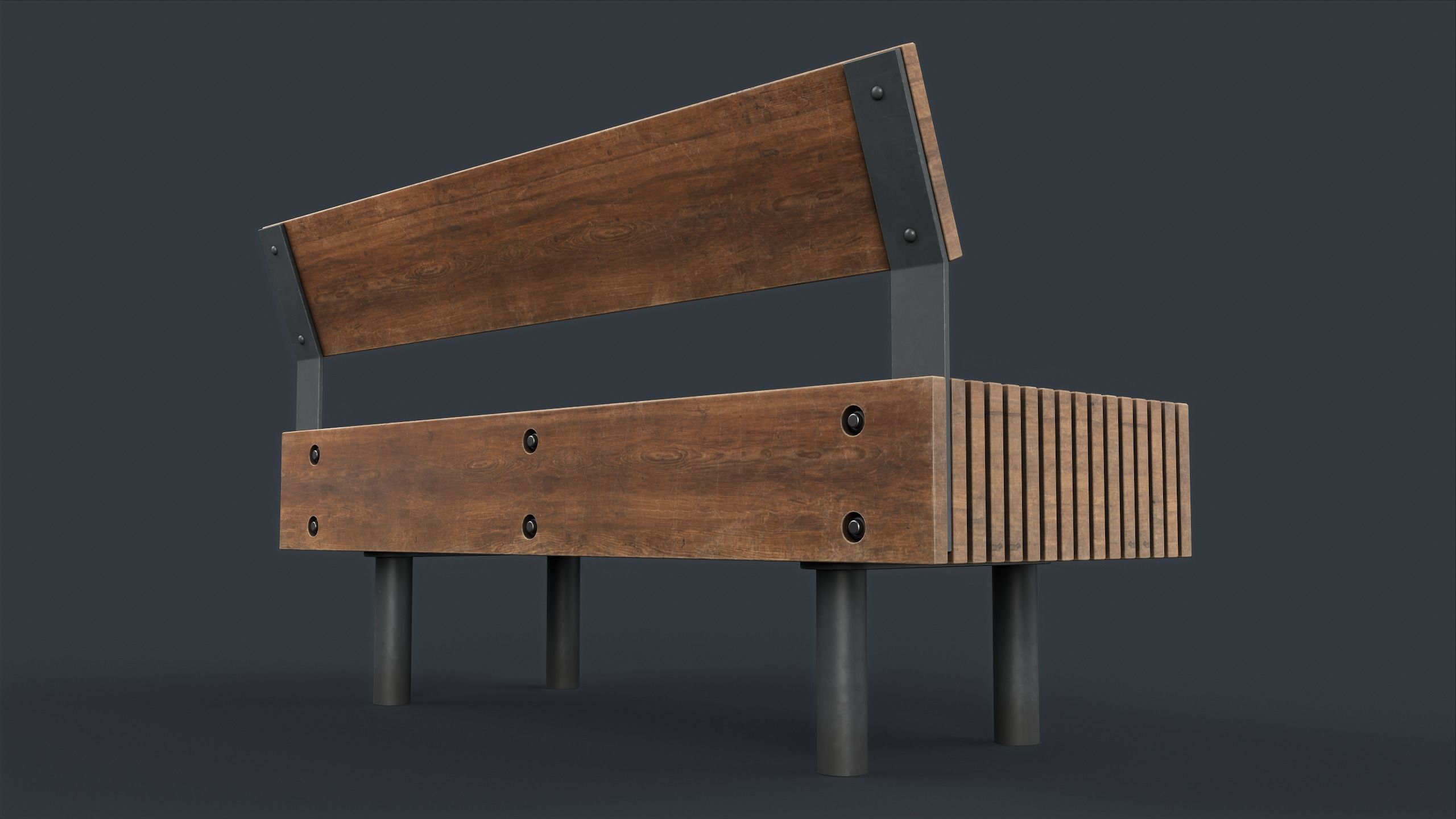 3D model Modern Outdoor Bench 52 PBR Game Ready VR / AR / low-poly ...