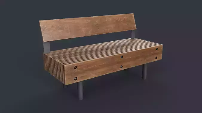 Modern Outdoor Bench 52 PBR Game Ready Low-poly 3D model