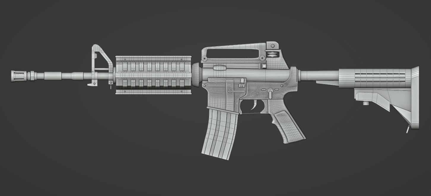 M4A1 Cabine Gun Low-poly 3D model_10