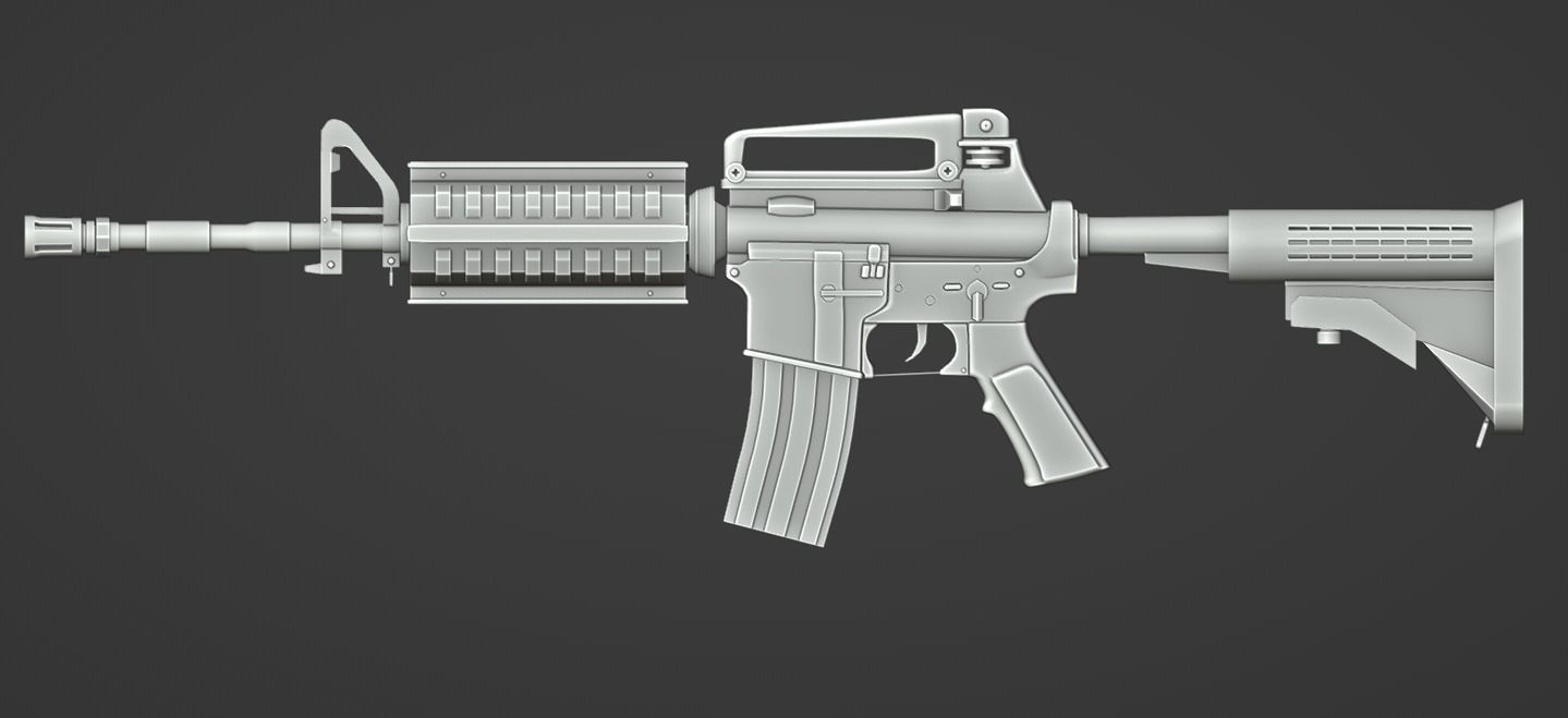 M4A1 Cabine Gun Low-poly 3D model_12