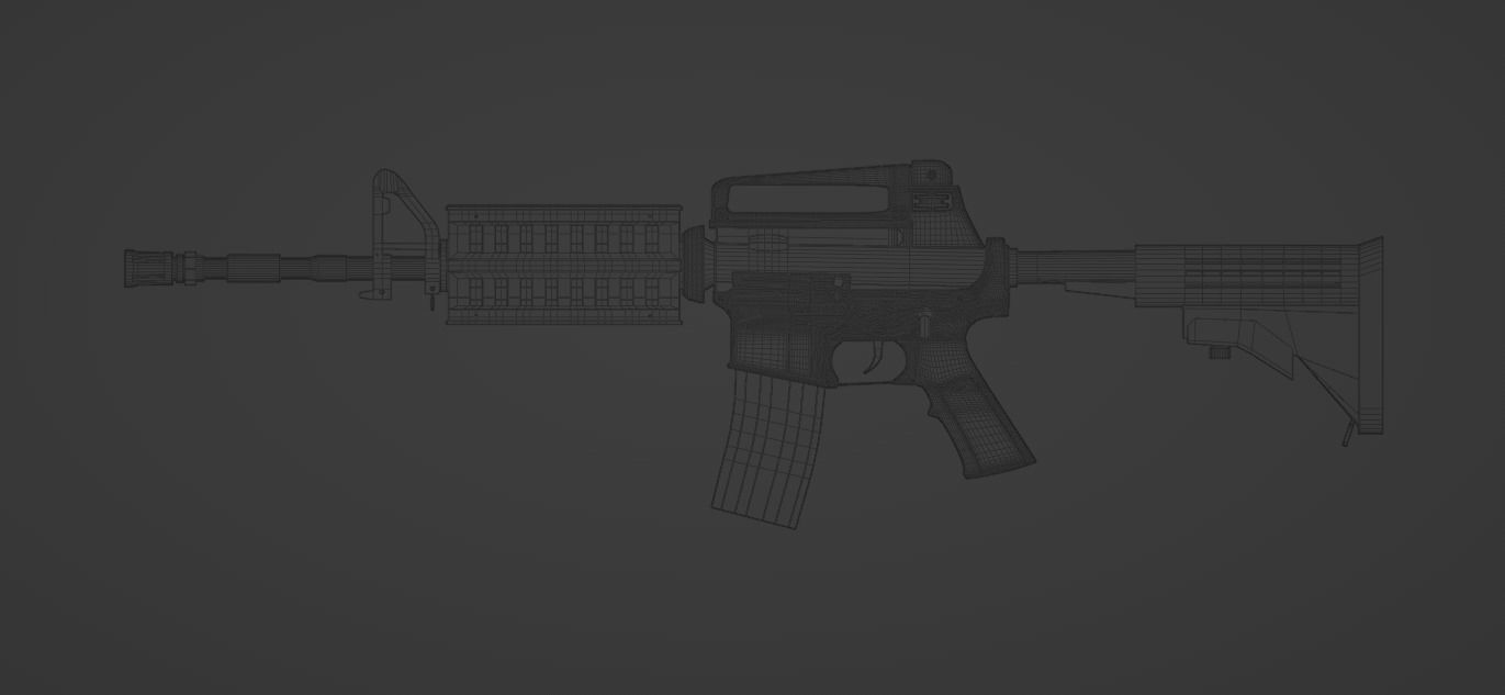 M4A1 Cabine Gun Low-poly 3D model_11