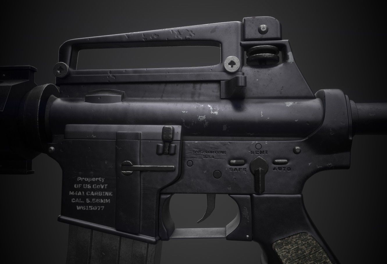 M4A1 Cabine Gun Low-poly 3D model_2