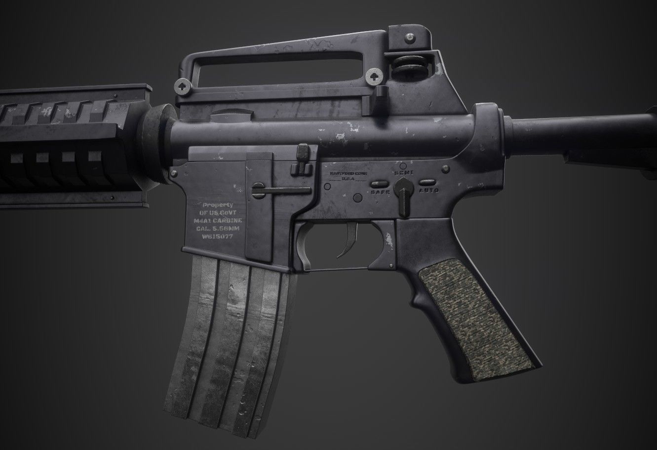 M4A1 Cabine Gun Low-poly 3D model_6