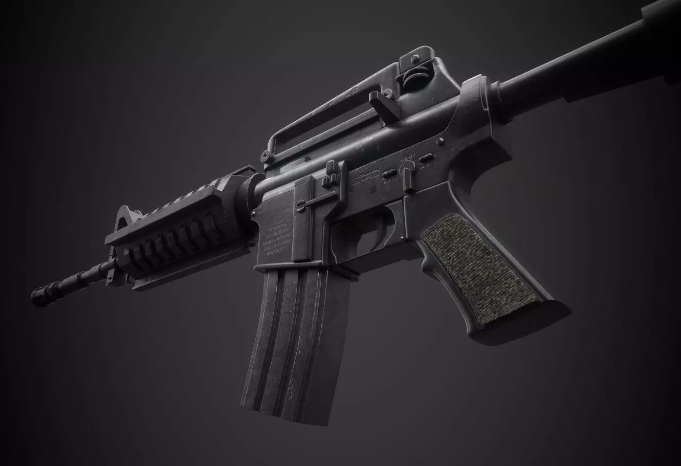 M4A1 Cabine Gun Low-poly 3D model_0