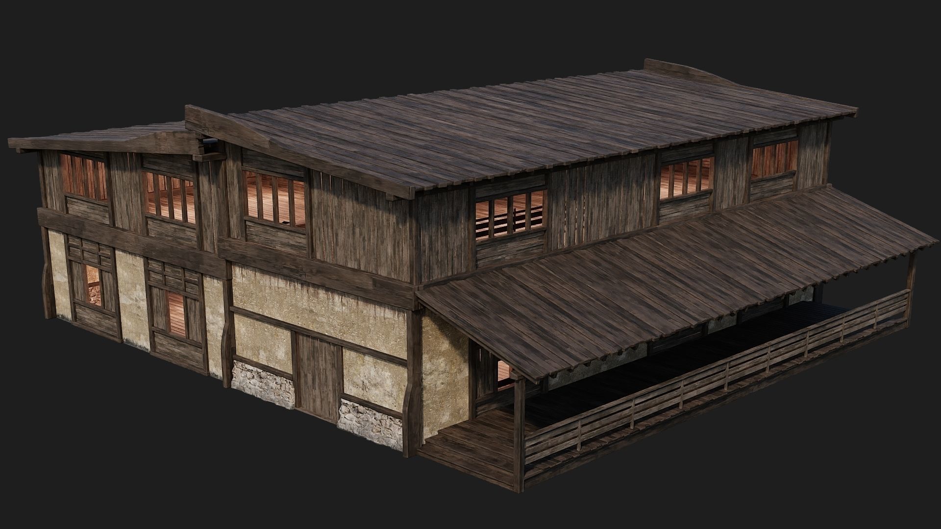 4 Old Buildings Pack 4K Textures GameReady 177 to 180 Low-poly 3D model_30