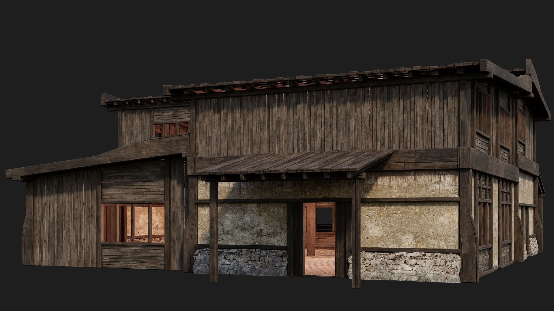 4 Old Buildings Pack 4K Textures GameReady 177 to 180 Low-poly 3D model_27