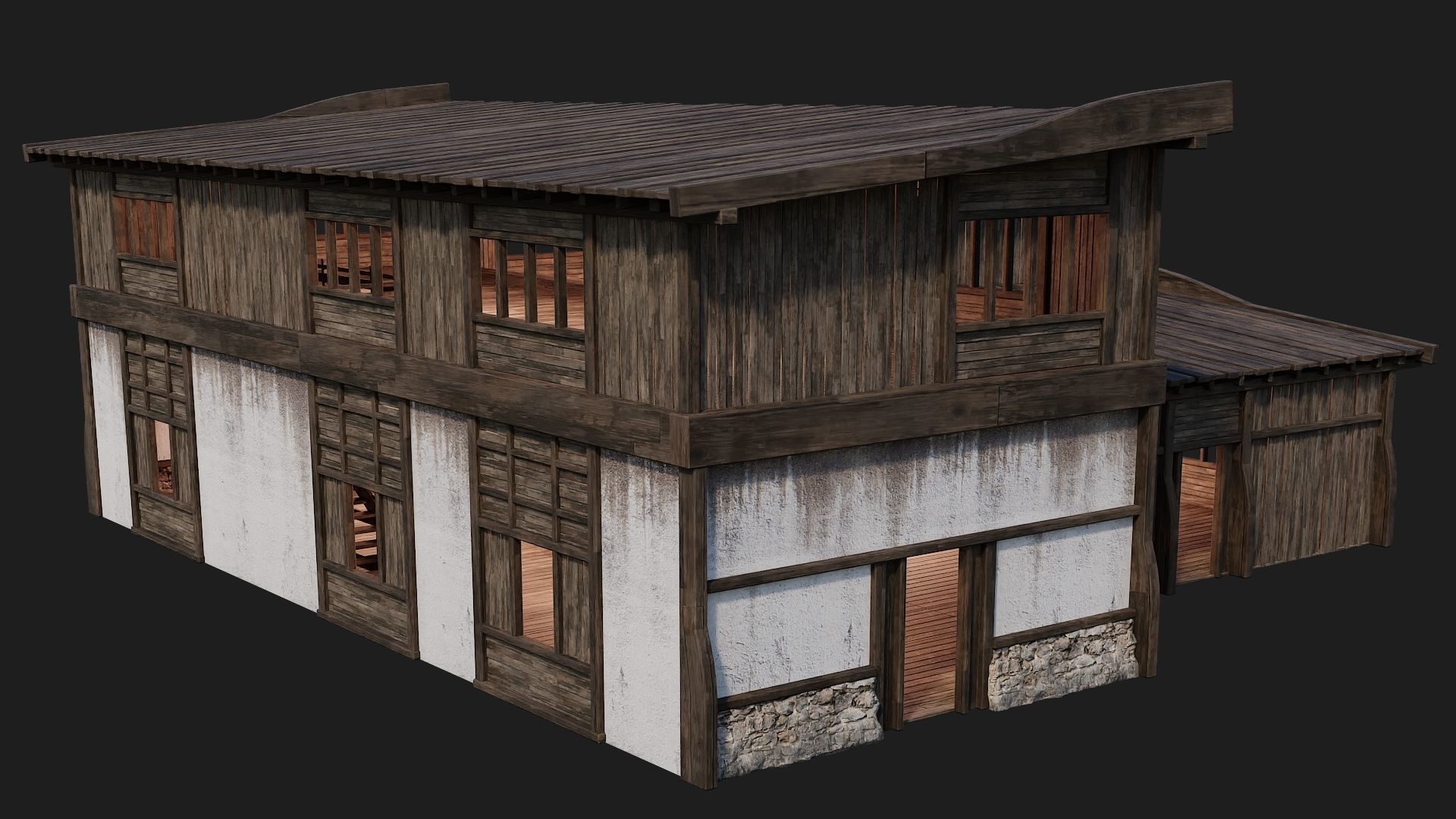 4 Old Buildings Pack 4K Textures GameReady 177 to 180 Low-poly 3D model_42