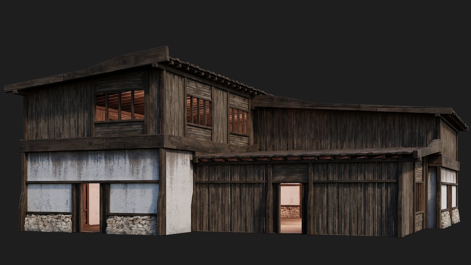 4 Old Buildings Pack 4K Textures GameReady 177 to 180 Low-poly 3D model_49