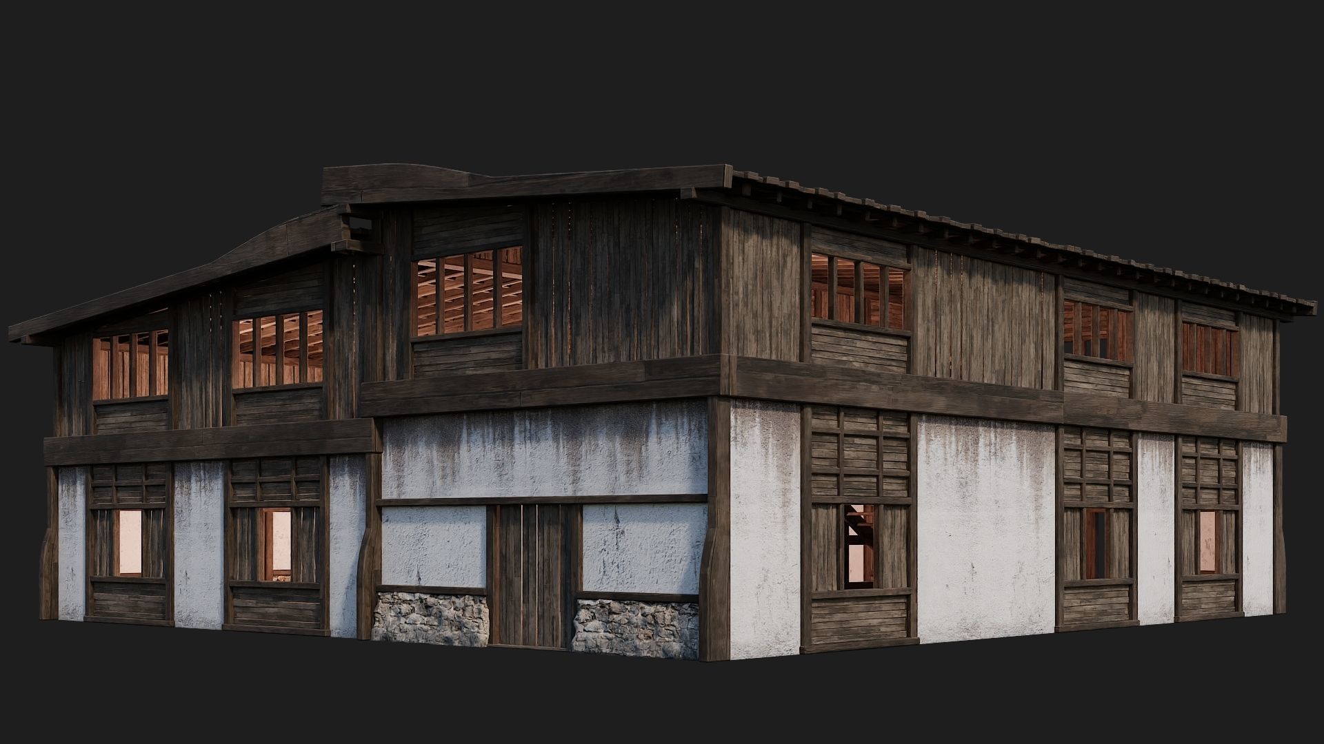 4 Old Buildings Pack 4K Textures GameReady 177 to 180 Low-poly 3D model_35