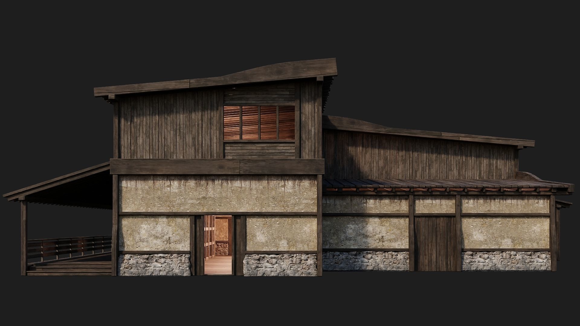 4 Old Buildings Pack 4K Textures GameReady 177 to 180 Low-poly 3D model_26