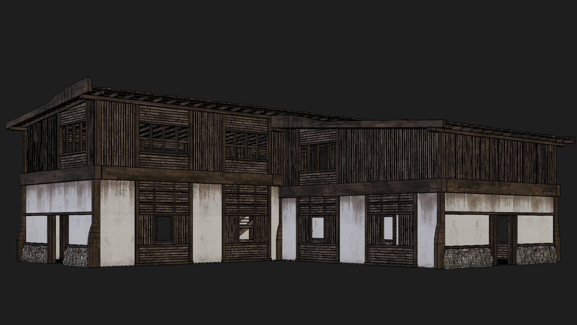 4 Old Buildings Pack 4K Textures GameReady 177 to 180 Low-poly 3D model_33