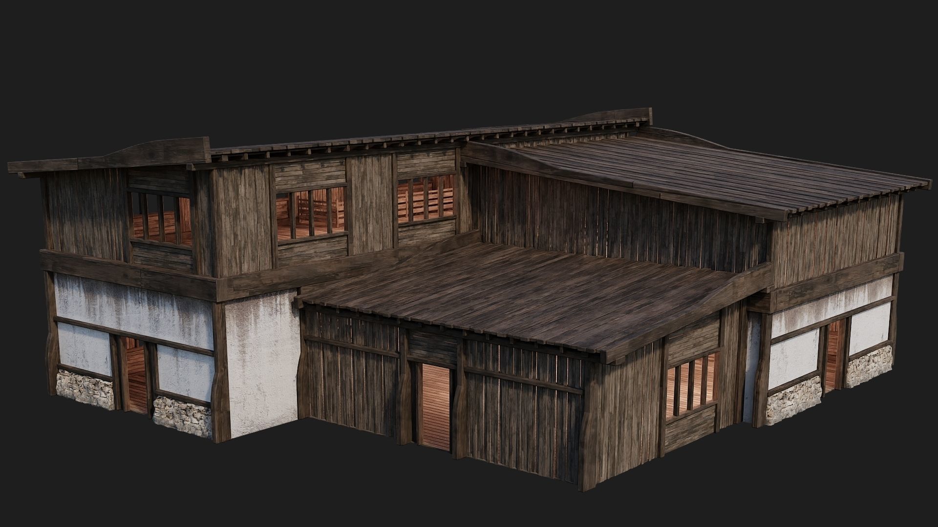 4 Old Buildings Pack 4K Textures GameReady 177 to 180 Low-poly 3D model_50