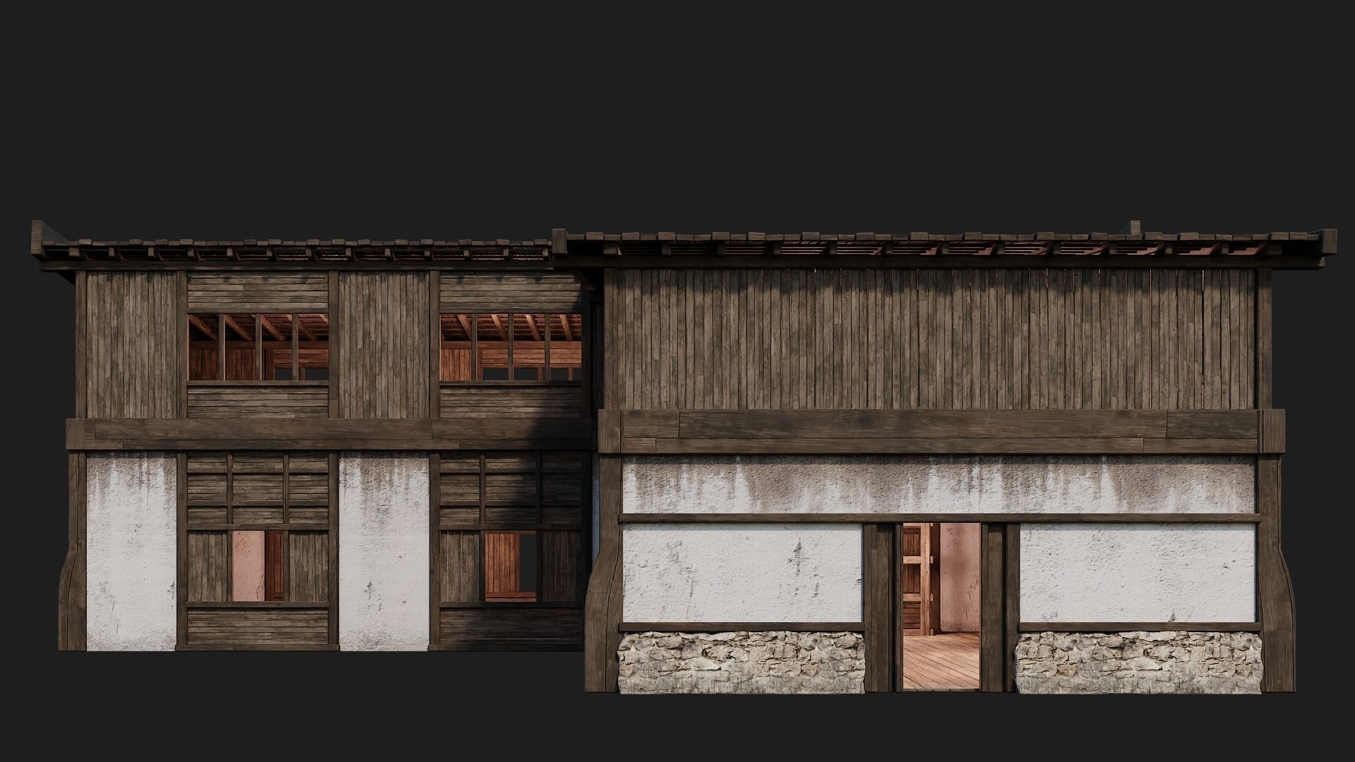 4 Old Buildings Pack 4K Textures GameReady 177 to 180 Low-poly 3D model_37