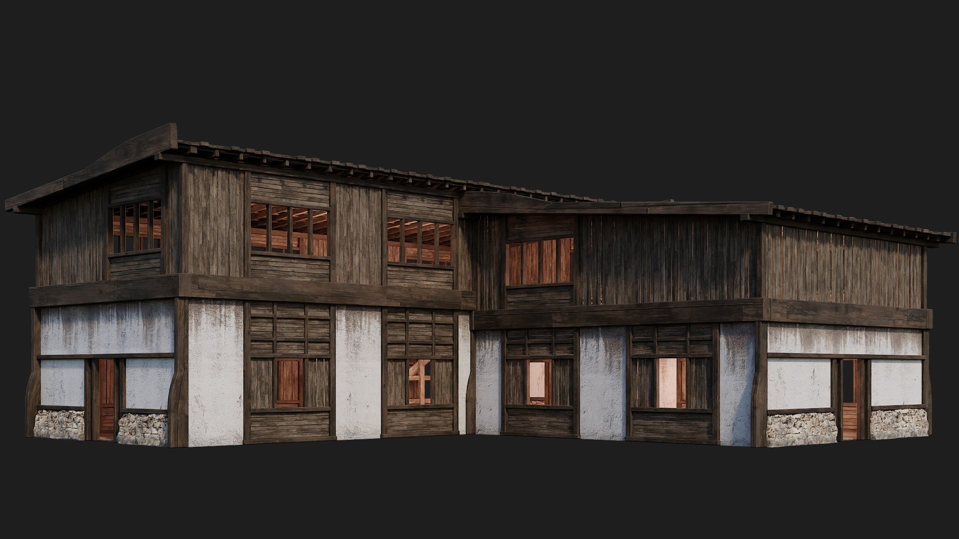 4 Old Buildings Pack 4K Textures GameReady 177 to 180 Low-poly 3D model_7