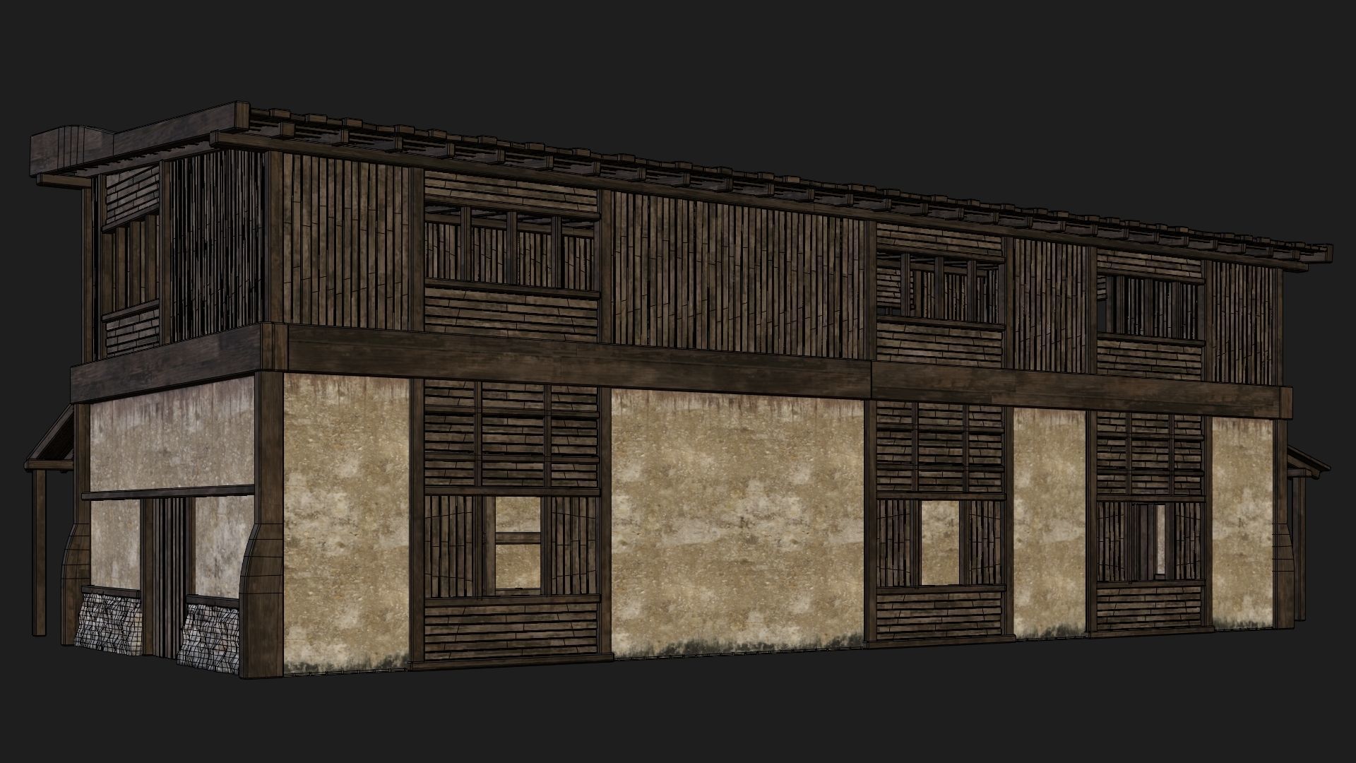 4 Old Buildings Pack 4K Textures GameReady 177 to 180 Low-poly 3D model_10