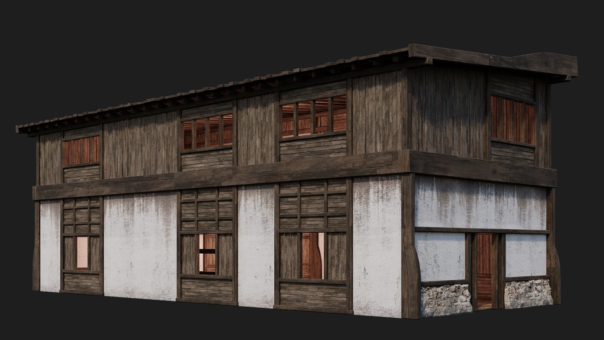 4 Old Buildings Pack 4K Textures GameReady 177 to 180 Low-poly 3D model_36