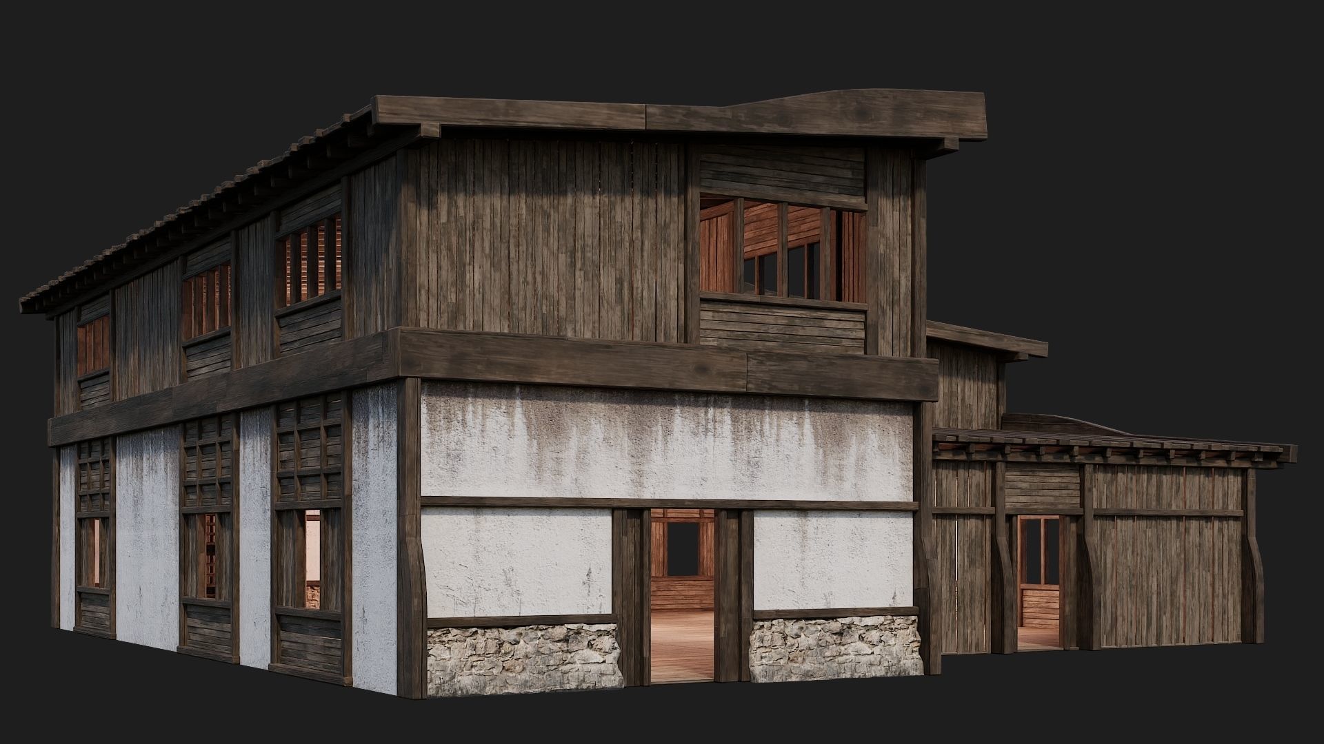 4 Old Buildings Pack 4K Textures GameReady 177 to 180 Low-poly 3D model_47