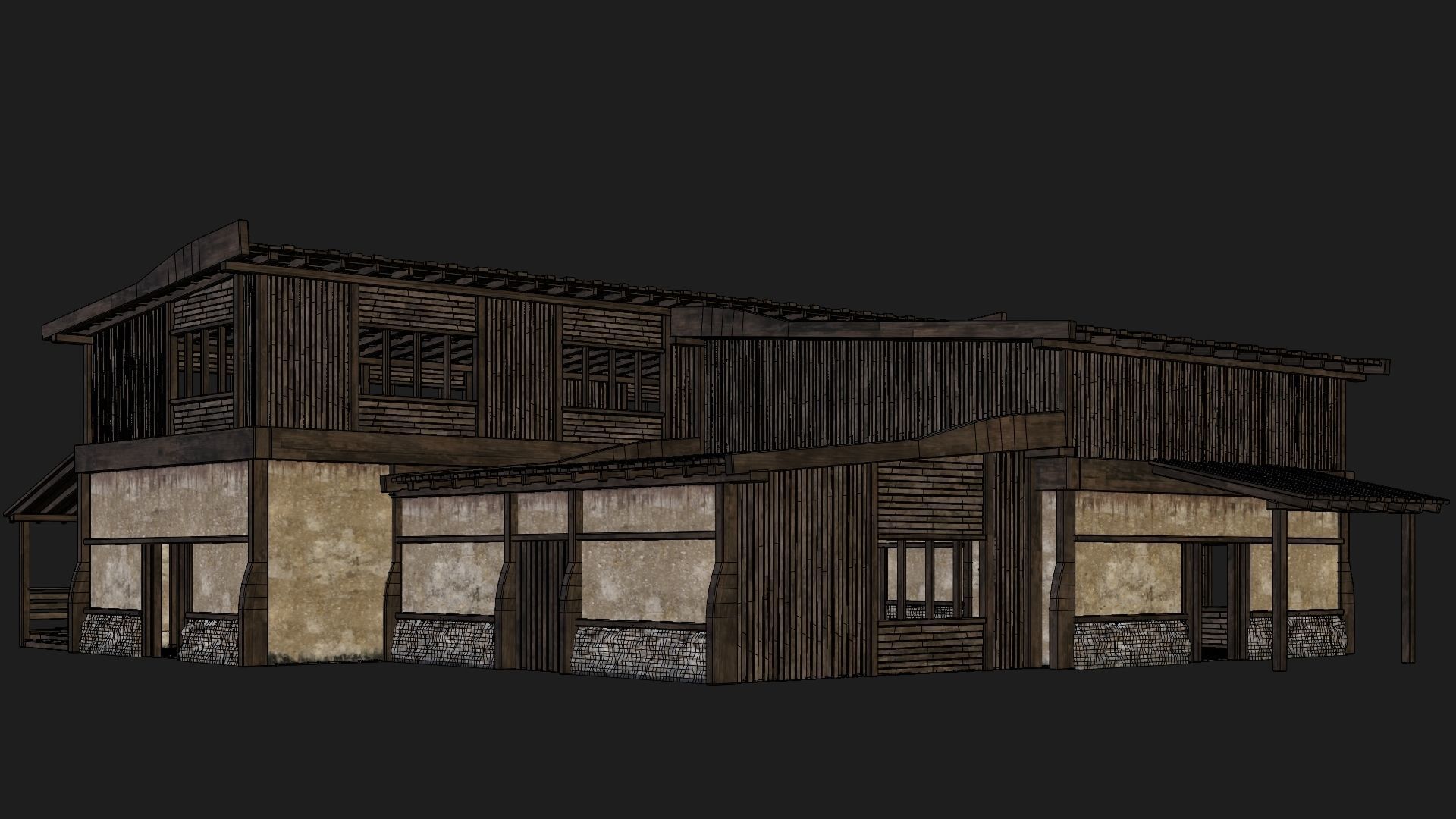 4 Old Buildings Pack 4K Textures GameReady 177 to 180 Low-poly 3D model_22